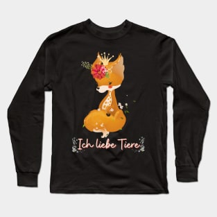 Fuchs Liebe Tiere Prinzessin Blumen Süß Long Sleeve T-Shirt